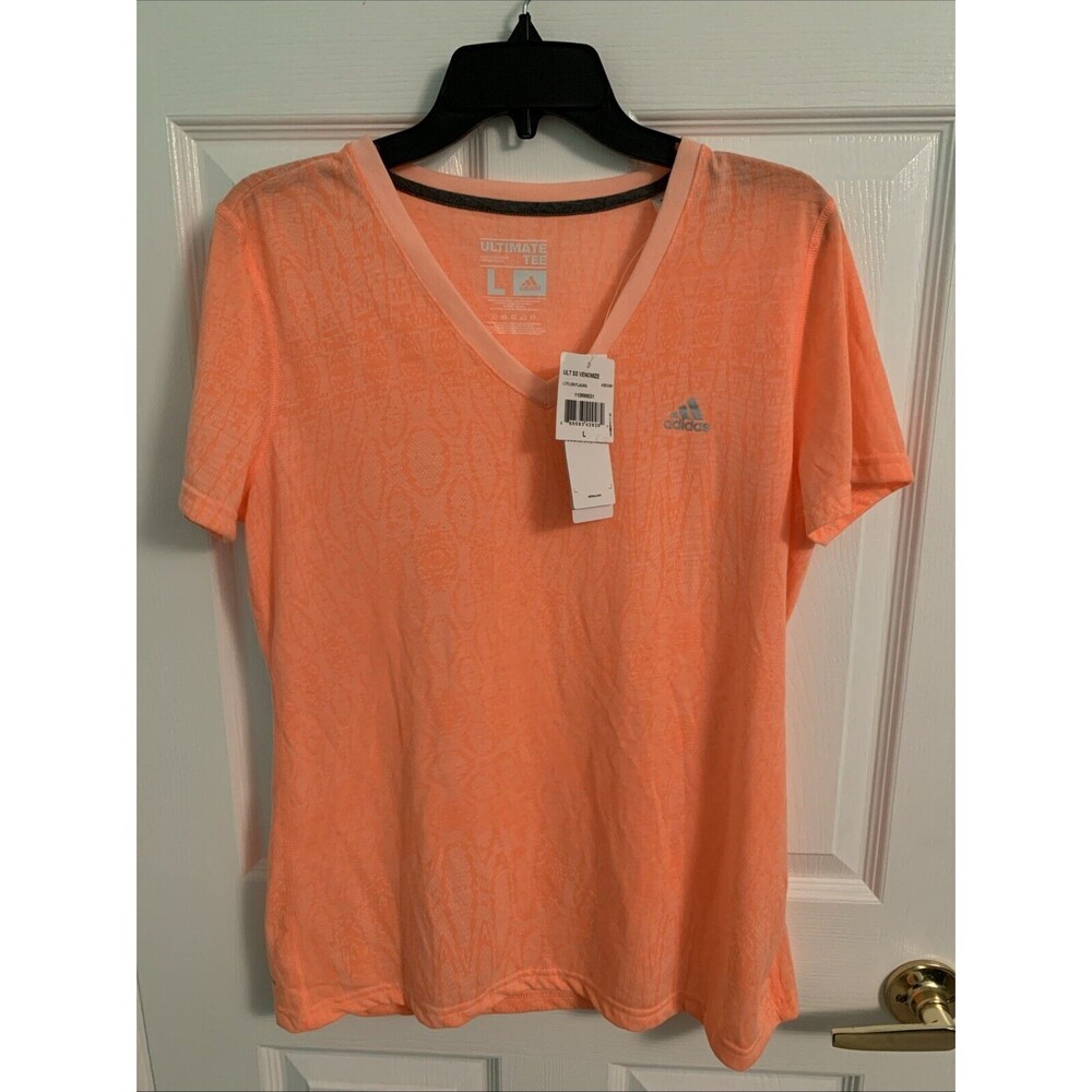 NWT Women’s Orange Climalite Ultimate Tshirt Adidas Size Large Snake Skin Print